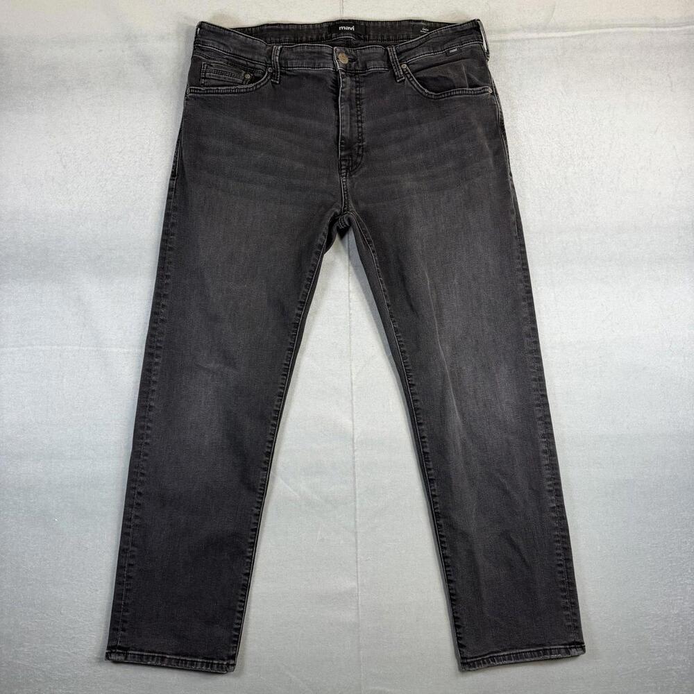 Mavi Zach Jeans Mens 38x30 Black Dark Wash Straight Leg Stretch Denim